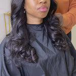 Installation de tissage avec closure, extension cheveux longs et naturels