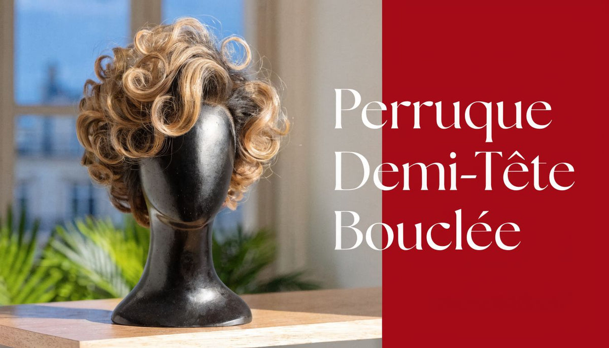 La perruque demi tête bouclée par Velvety Paris