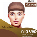 2 Bonnets couleur Marron pour perruque - VELVETY PARIS