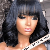 Perruque Cheveux Brésiliens Frange Carré Bob ondulé - Prix Doux - 130%