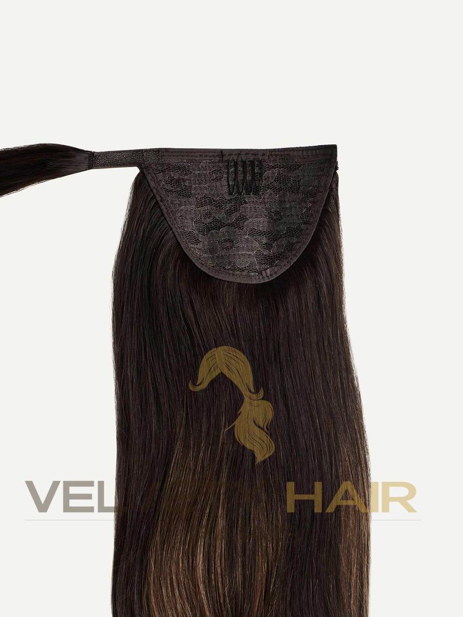 Ponytail - Queue de Cheval -Lisse - Balayage Mocha - VELVETY PARIS