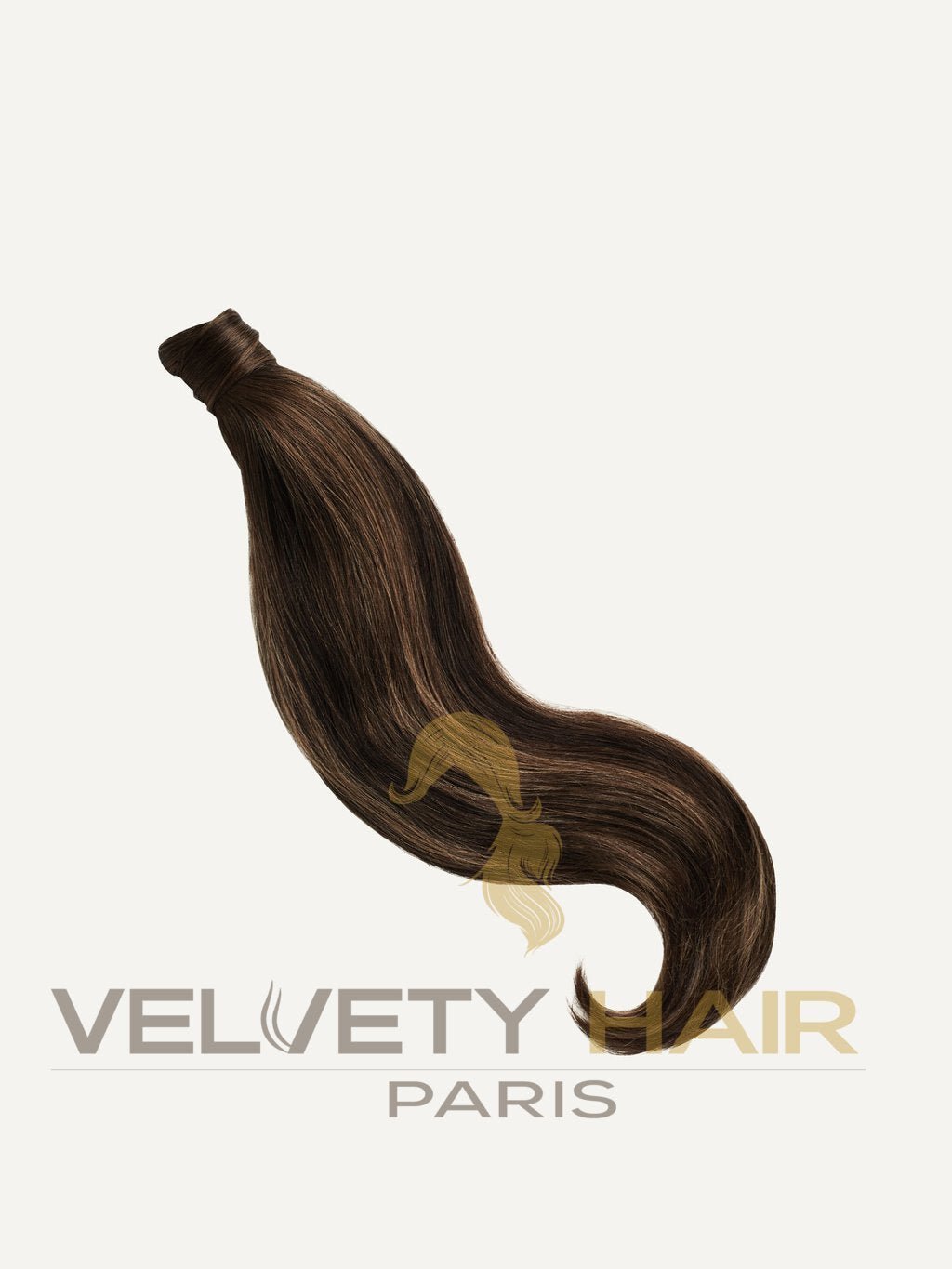 Ponytail - Queue de Cheval -Lisse - Brun avec highlights - VELVETY PARIS