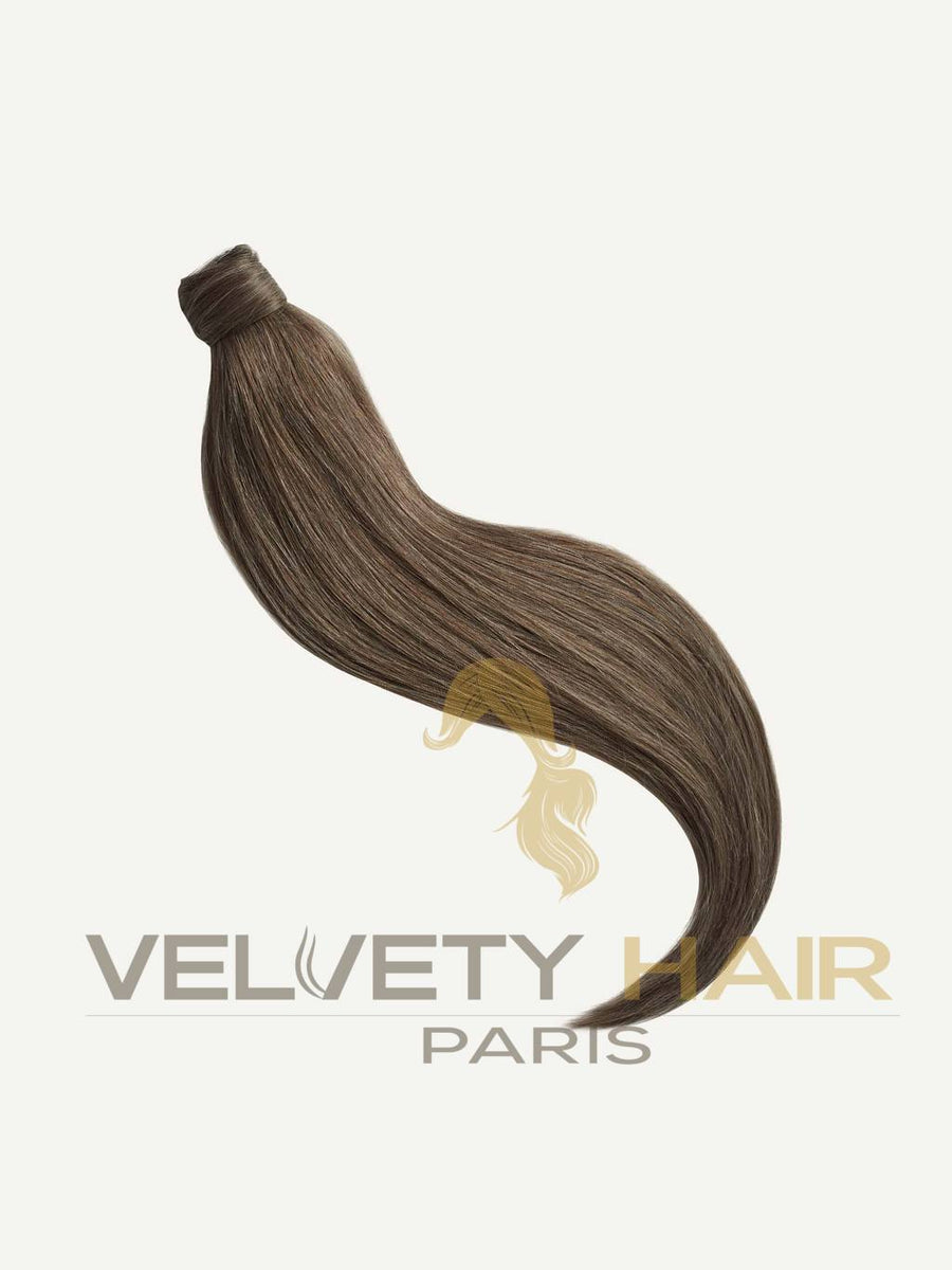 Ponytail - Queue de Cheval -Lisse - Châtain neutre - VELVETY PARIS