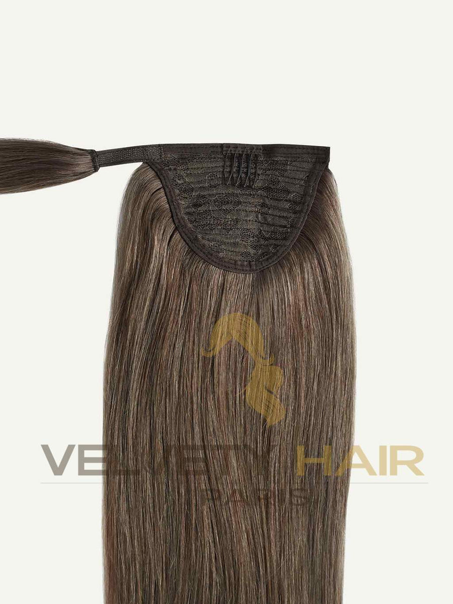 Ponytail - Queue de Cheval -Lisse - Châtain neutre - VELVETY PARIS